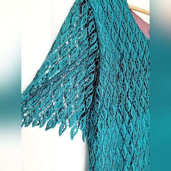 Jill Paige Originals Women's Special Occasions Maxi Dress Emerald/Teal Lace 20 - Picture 9 of 15